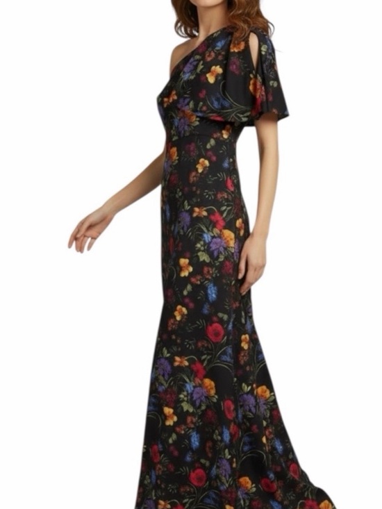 Sachin + Babi Dresses & Skirts - Sachin + Babi Black One-Shoulder Floral Evening Gown